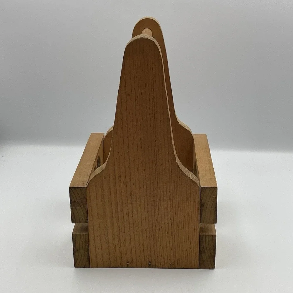 Vintage Wooden Heart Cutout Caddy Basket Tote Holder 10x6x7 Rustic Country Decor